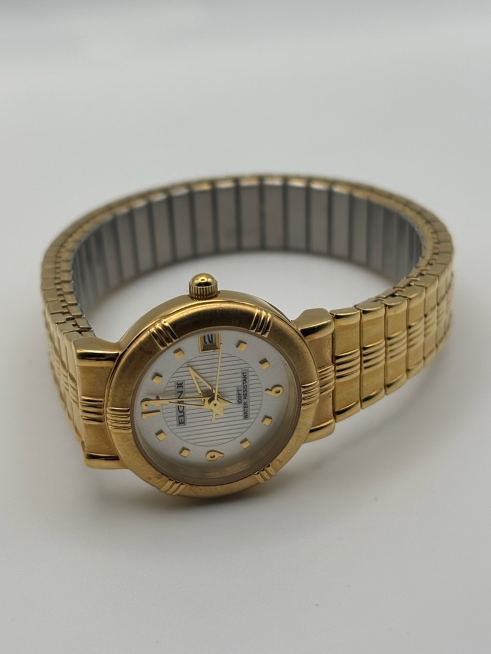 Gold Tone Ladies Watch with White Dial